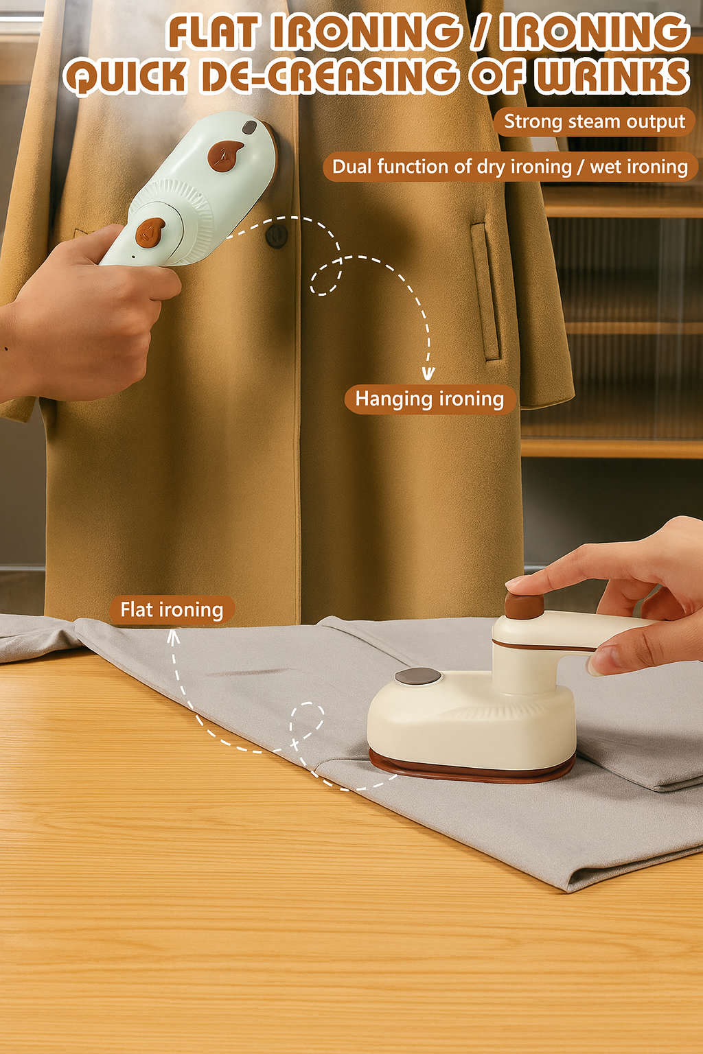 Travel Mini Iron for Clothes – Portable 2-in-1